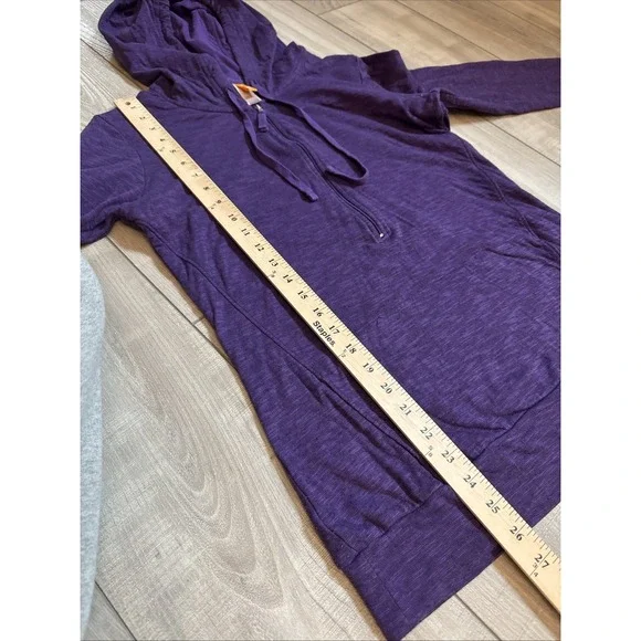 Lucy Hooded Half Zip Sweatshirt Y2K M Purple Reign Gym Yoga Kangaroo Pockets - Picture 8 of 10